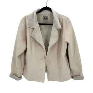 Shaver Lake Womens Beige Button Faux Suede Sherpa Lined Jacket Size L FLAW